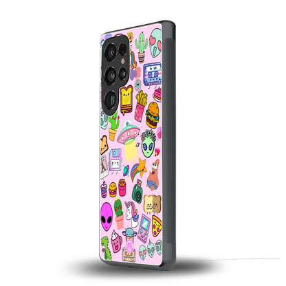 alien stickers studio back phone cover | glass case for samsung galaxy s25 ultra