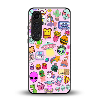 alien stickers studio back phone cover | glass case for samsung galaxy s24 fe