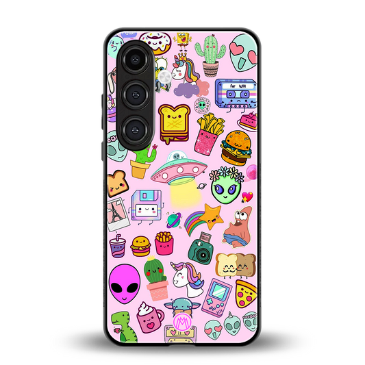 alien stickers studio back phone cover | glass case for samsung galaxy s24 fe