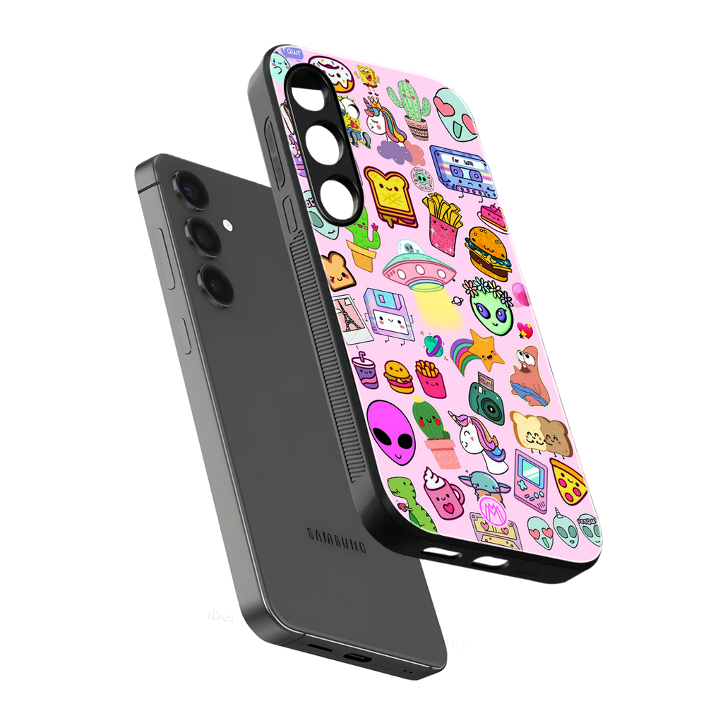 alien stickers studio back phone cover | glass case for samsung galaxy s25 plus