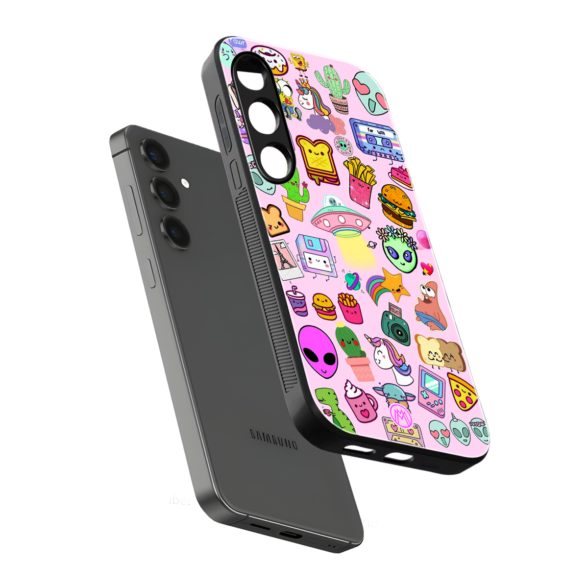 alien stickers studio back phone cover | glass case for samsung galaxy s24 fe