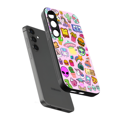 alien stickers studio back phone cover | glass case for samsung galaxy s24 plus