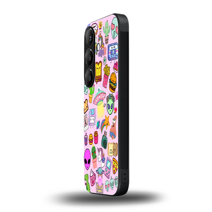 alien stickers studio back phone cover | glass case for samsung galaxy s24 plus