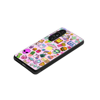 alien stickers studio back phone cover | glass case for samsung galaxy s24 fe