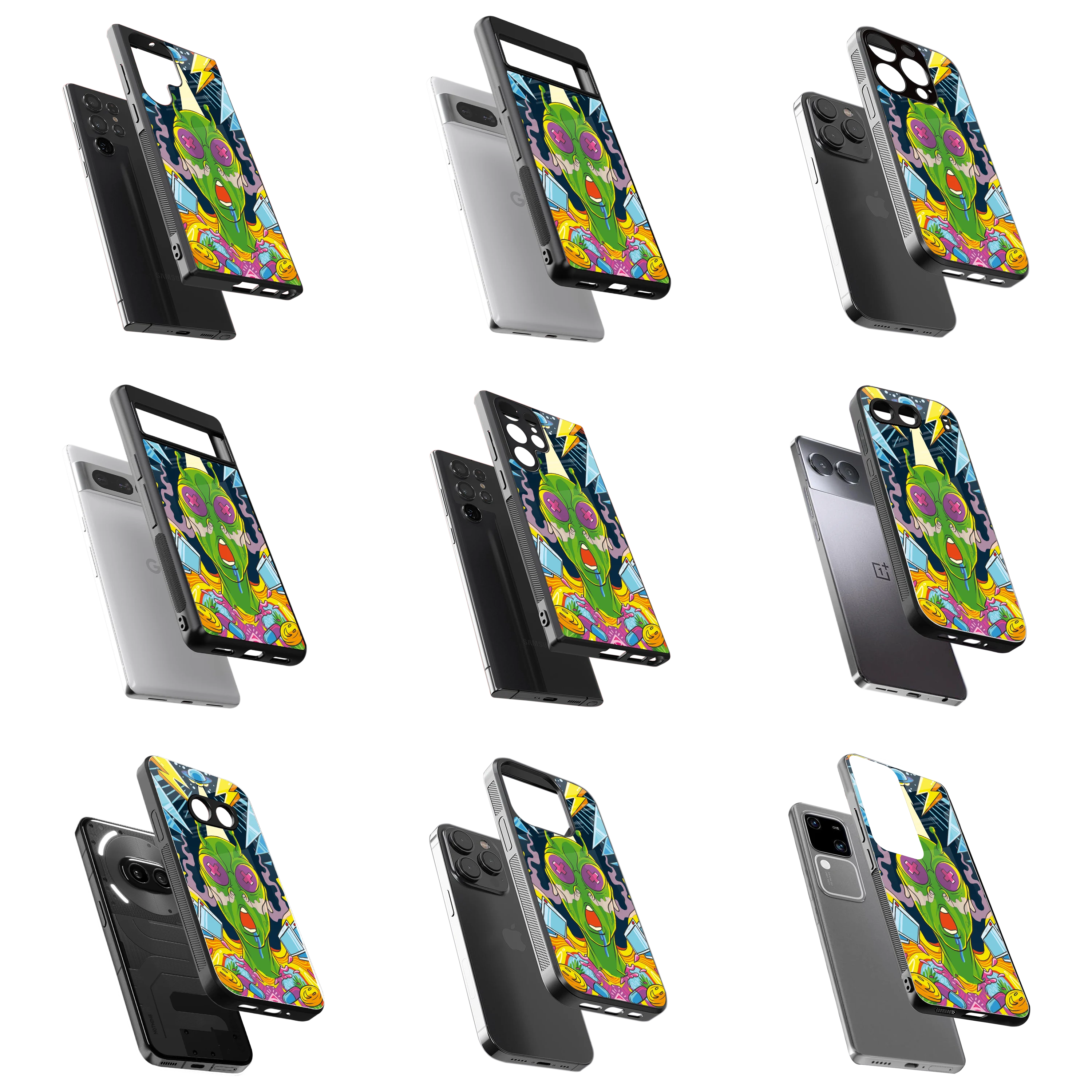 Durable Glass Back Mobile Case for iPhone, Samsung, OnePlus, Google Pixel, Redmi, Vivo, Oppo