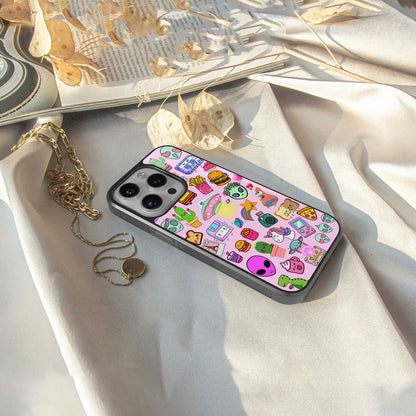 alien stickers studio back phone cover | glass case for samsung galaxy s24 plus