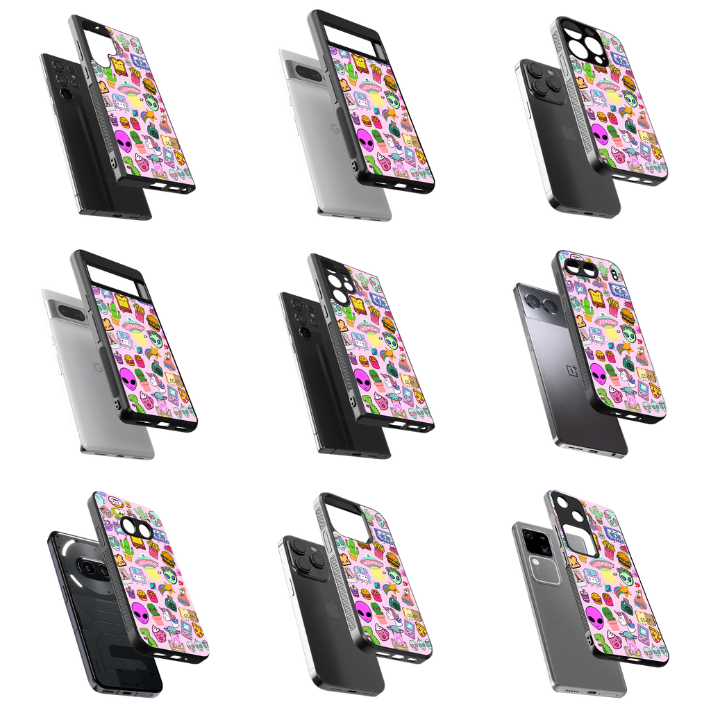 Durable Glass Back Mobile Case for iPhone, Samsung, OnePlus, Google Pixel, Redmi, Vivo, Oppo