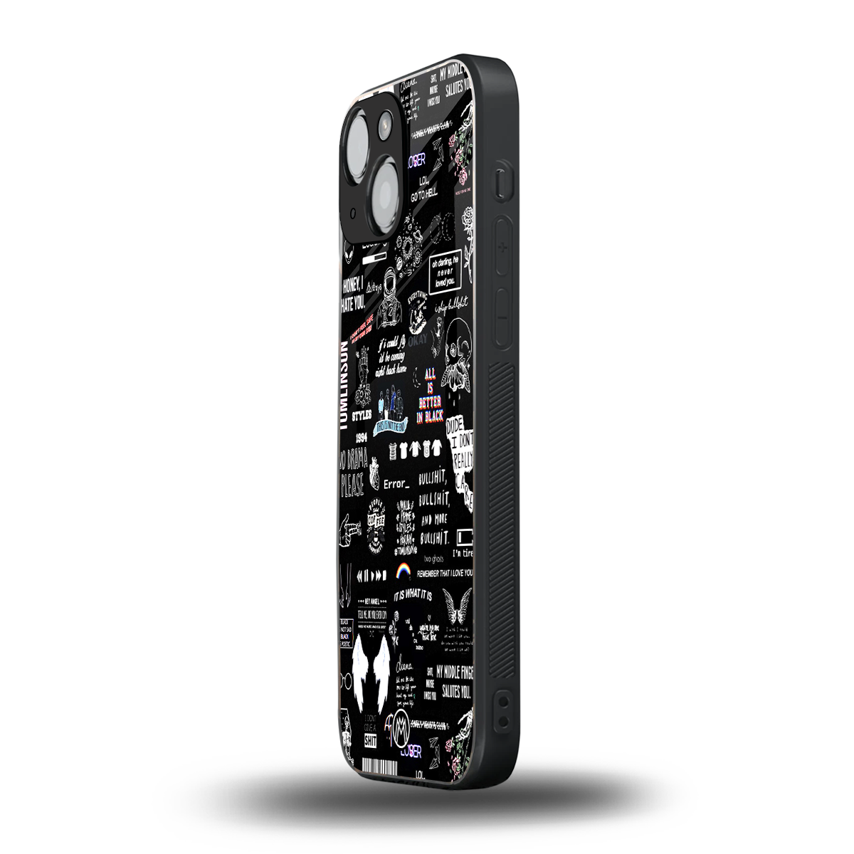 all is better in black back phone cover | glass case for iphone 13 mini