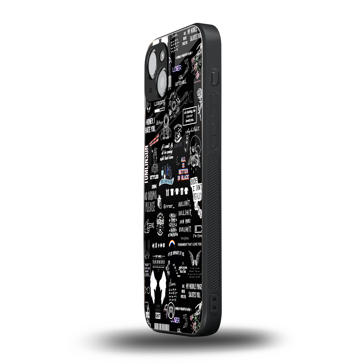 all is better in black back phone cover | glass case for iphone 15