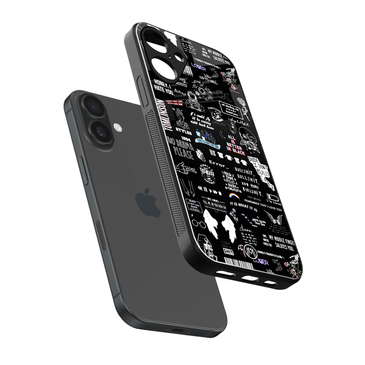 all is better in black back phone cover | glass case for iphone 16 plus