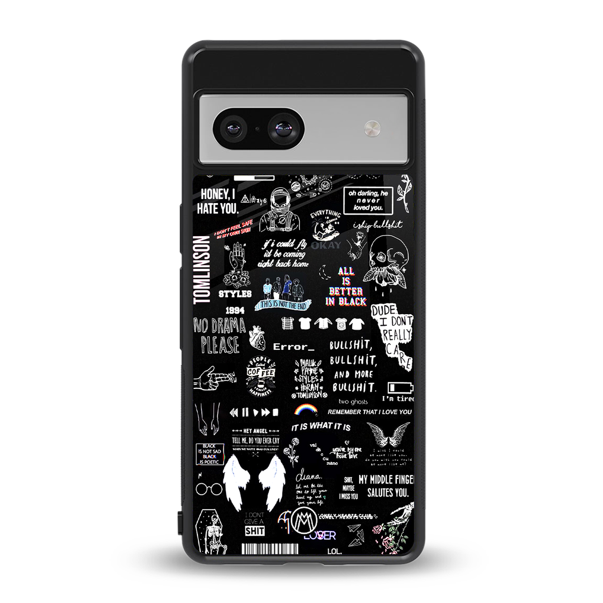 all is better in black back phone cover | glass case for Google Pixel 7A