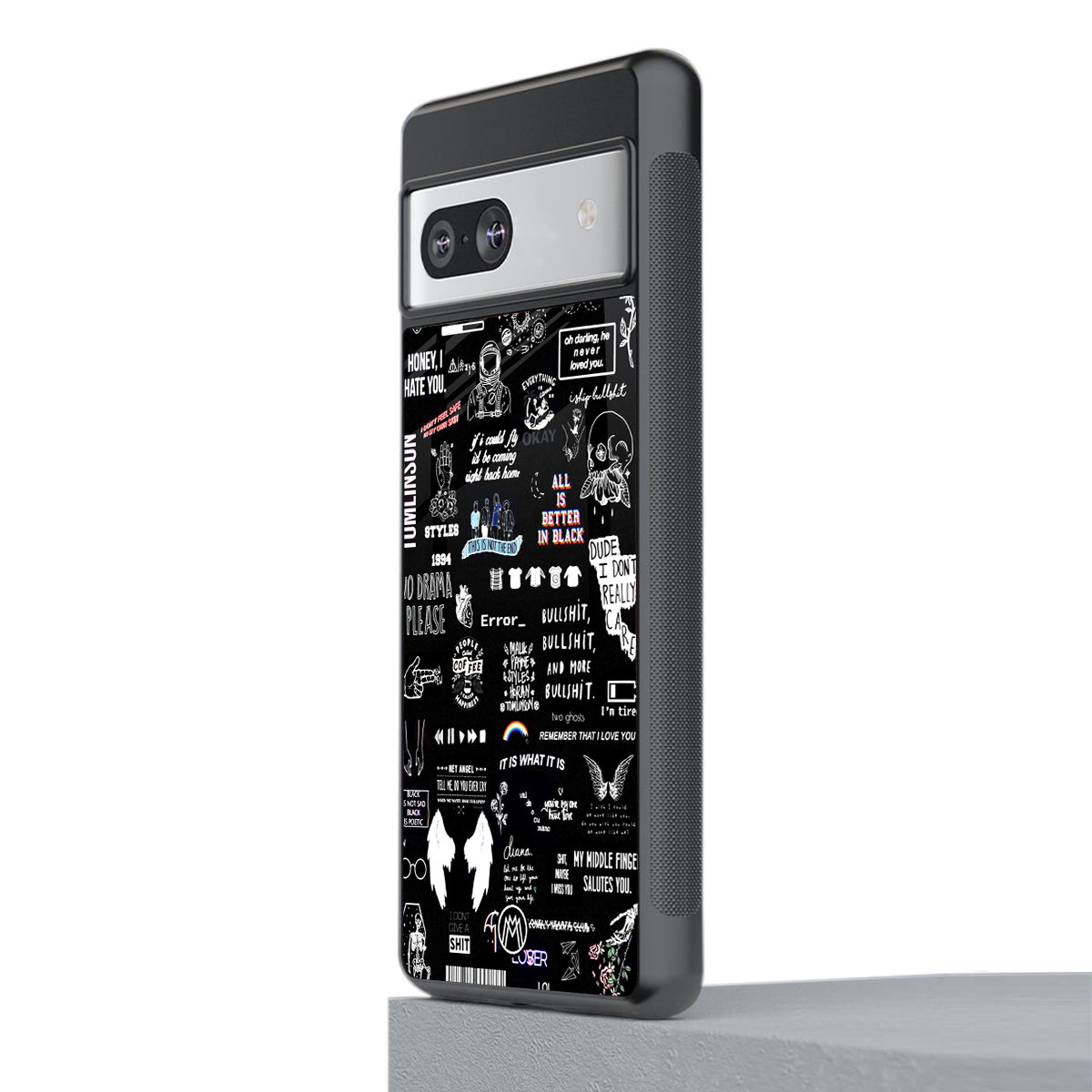 all is better in black back phone cover | glass case for Google Pixel 7A