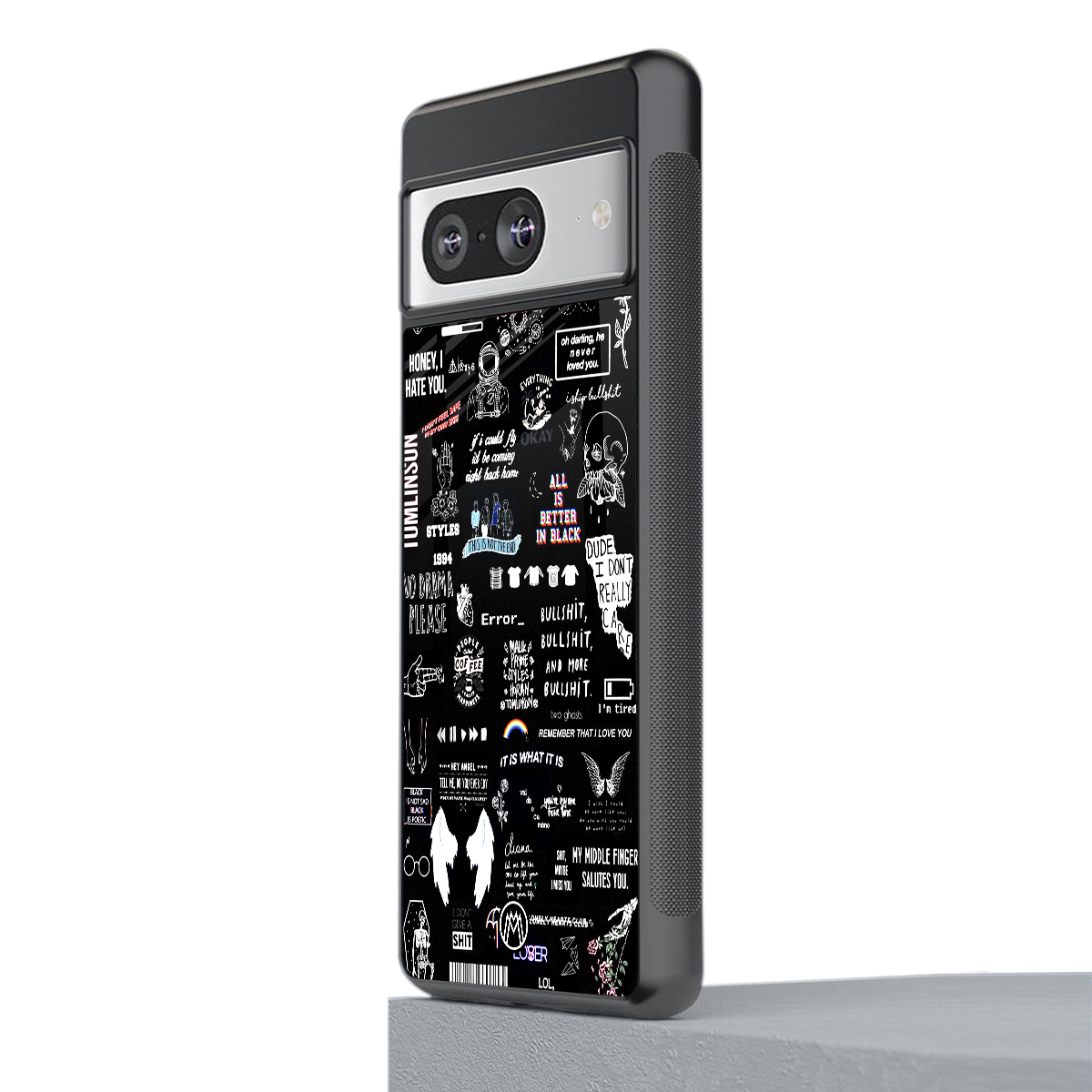 all is better in black back phone cover | glass case for Google Pixel 8
