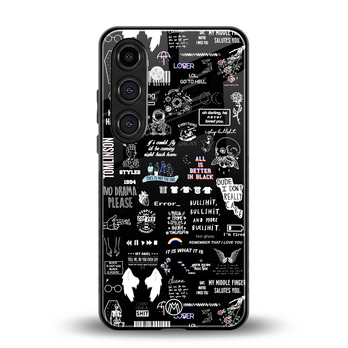 all is better in black back phone cover | glass case for samsung galaxy s23