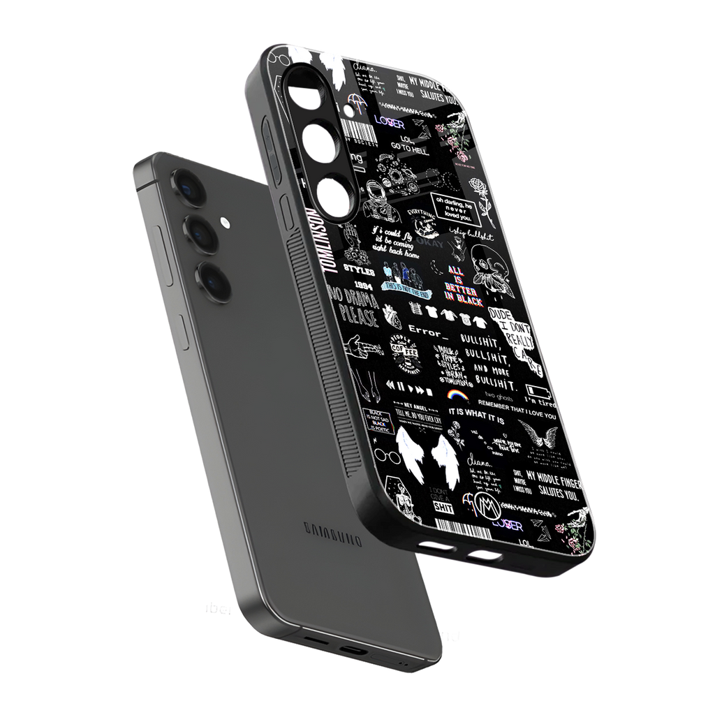 all is better in black back phone cover | glass case for samsung galaxy s23