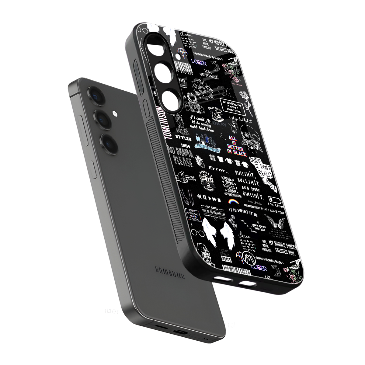 all is better in black back phone cover | glass case for samsung galaxy s23