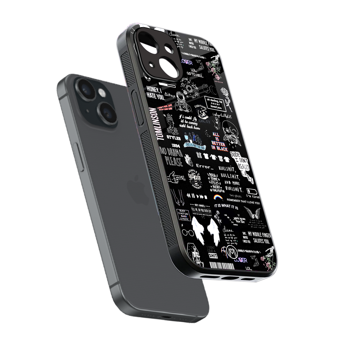 all is better in black back phone cover | glass case for iphone 14