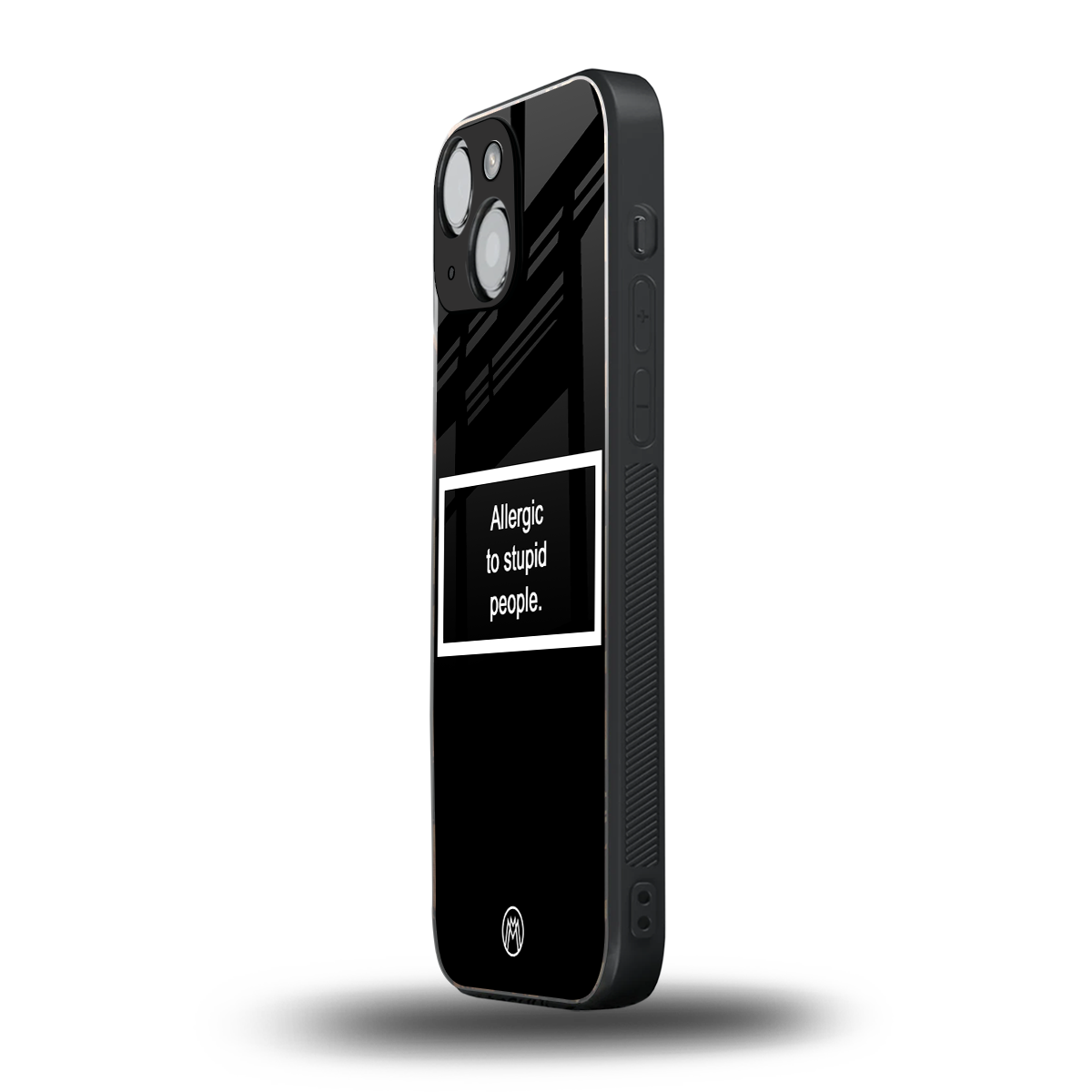 allergic to stupid people black back phone cover | glass case for iphone 13 mini