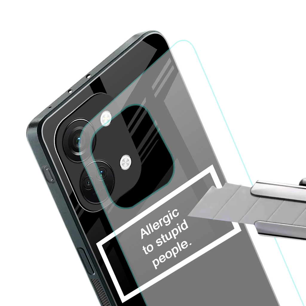 allergic to stupid people black back phone cover | glass case for oneplus nord 3
