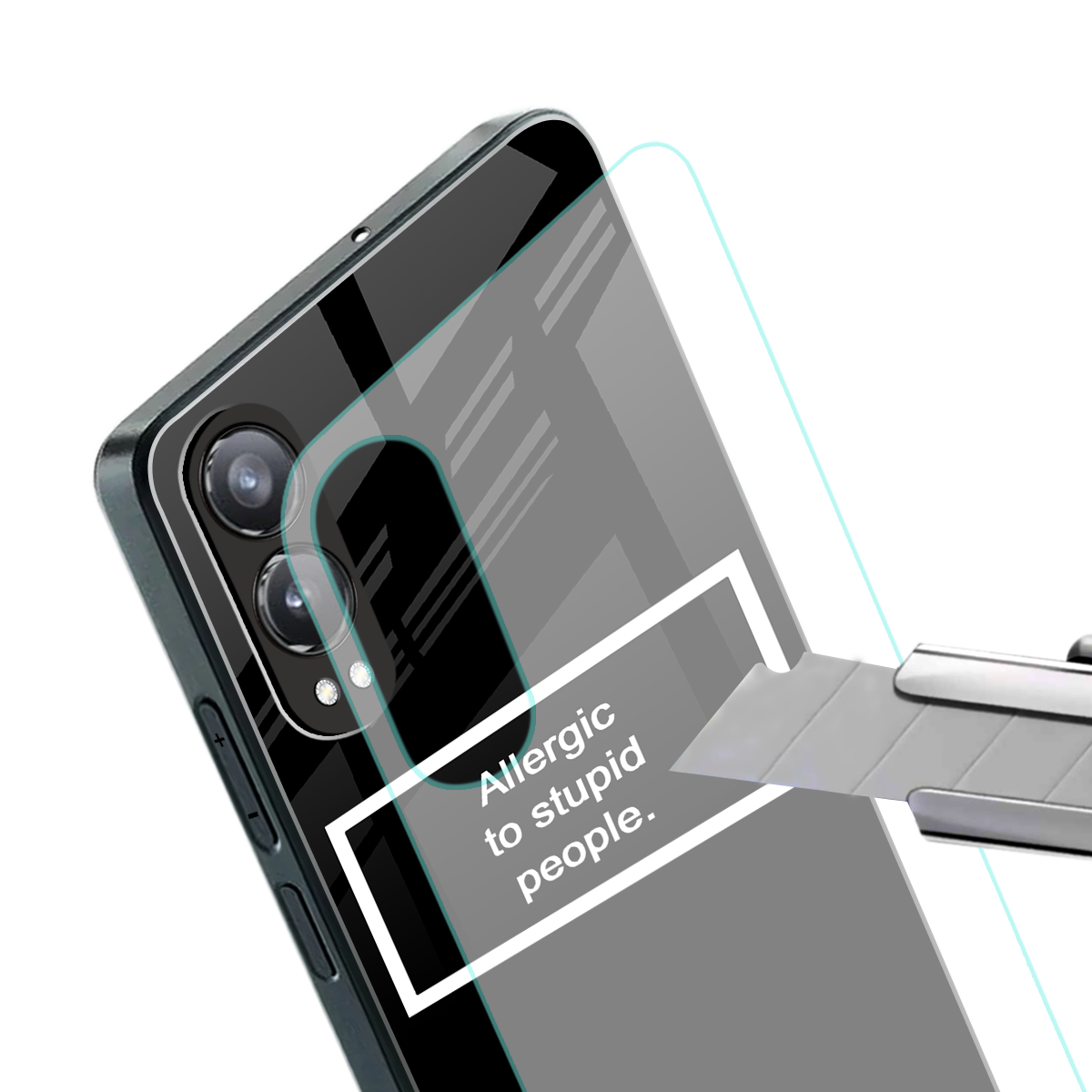 allergic to stupid people black back phone cover | glass case for oneplus nord ce 4 lite