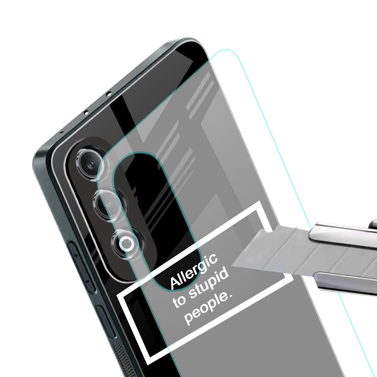 allergic to stupid people black back phone cover | glass case for oneplus nord ce 4