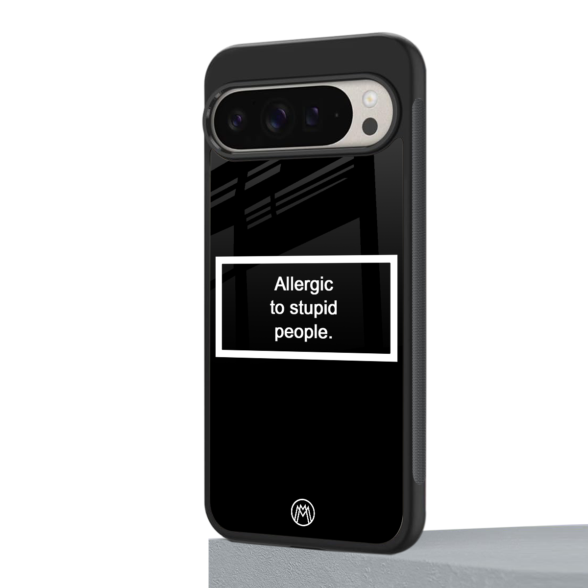 allergic to stupid people black back phone cover | glass case for google pixel 9 pro xl