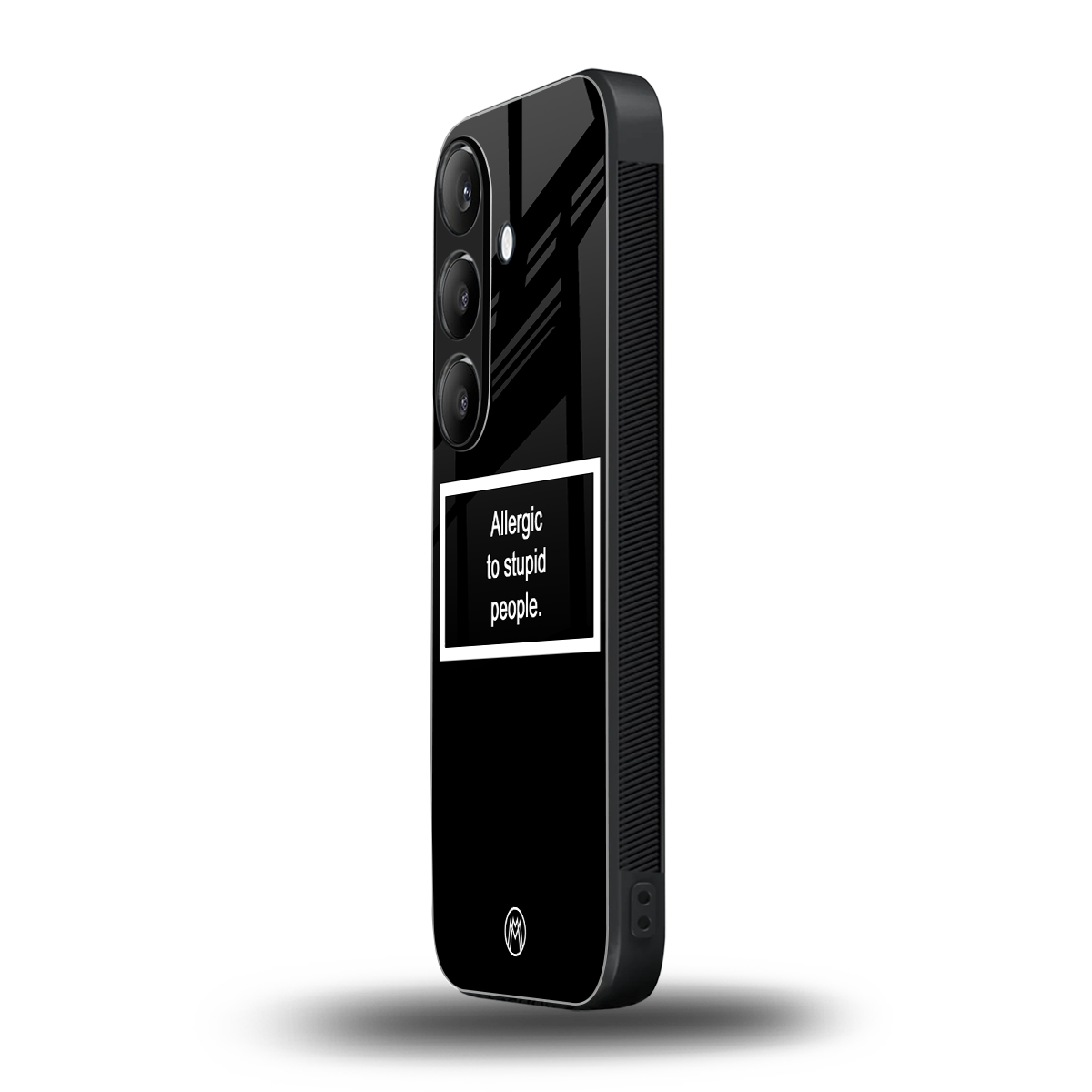 allergic to stupid people black back phone cover | glass case for samsung galaxy s24 plus