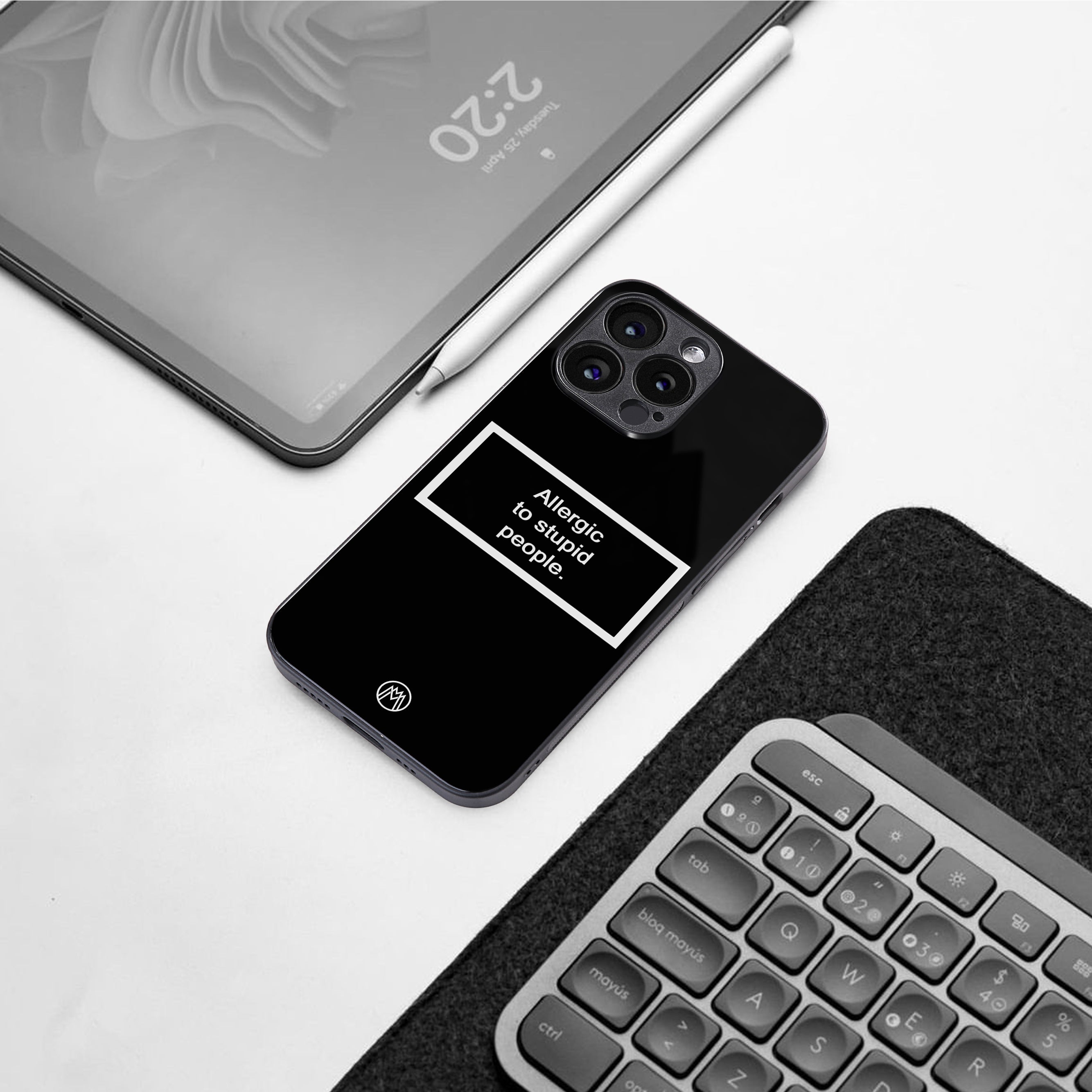 allergic to stupid people black back phone cover | glass case for google pixel 9 pro xl