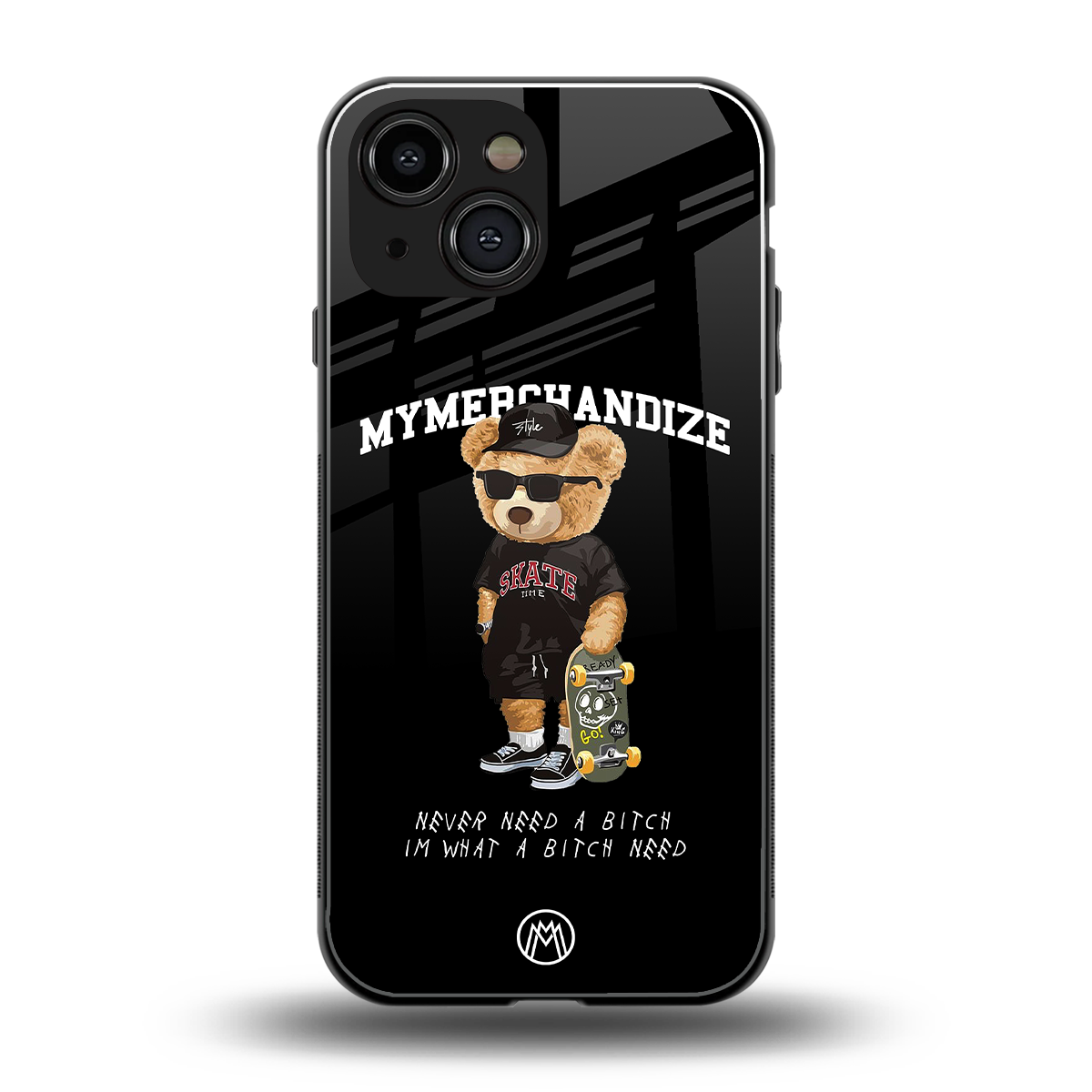 alpha bear back phone cover | glass case for iphone 13 mini