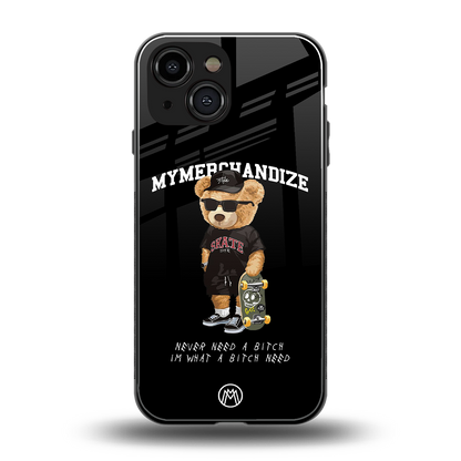 alpha bear back phone cover | glass case for iphone 13 mini