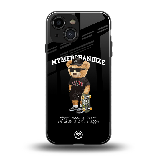 alpha bear back phone cover | glass case for iphone 13 mini