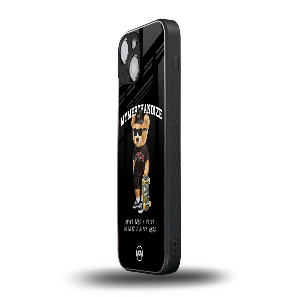 alpha bear back phone cover | glass case for iphone 13 mini
