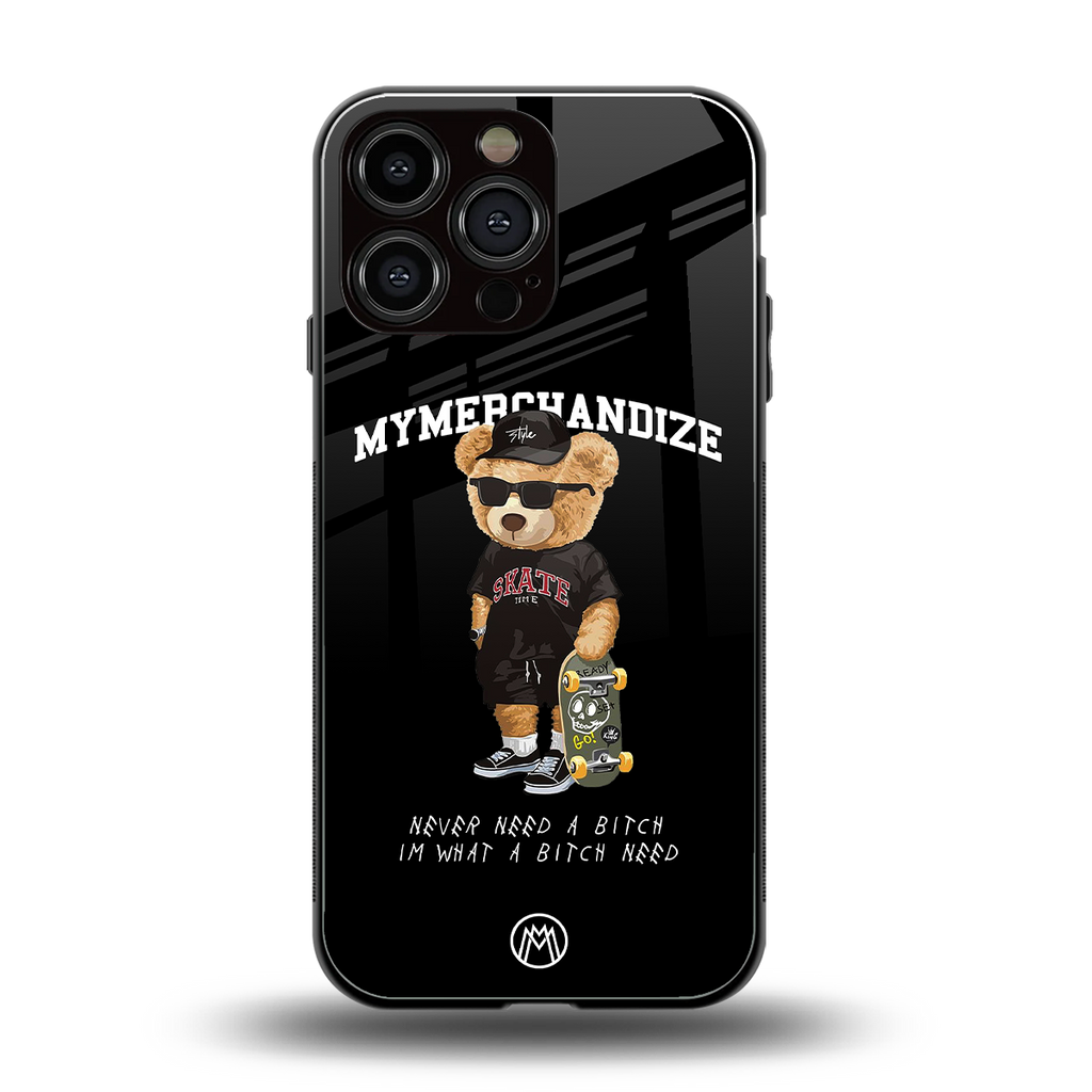 alpha bear back phone cover | glass case for iphone 13 pro max
