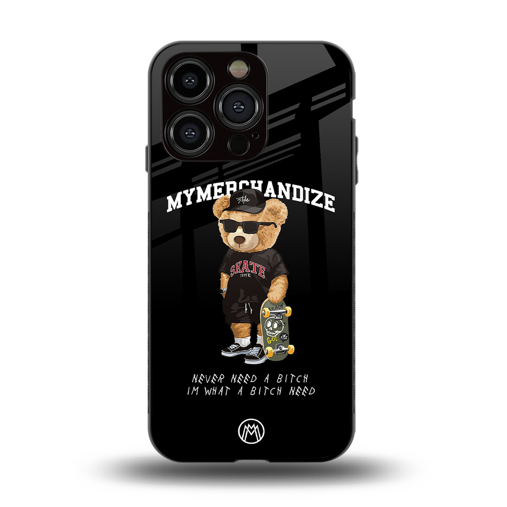 alpha bear back phone cover | glass case for iphone 13 pro