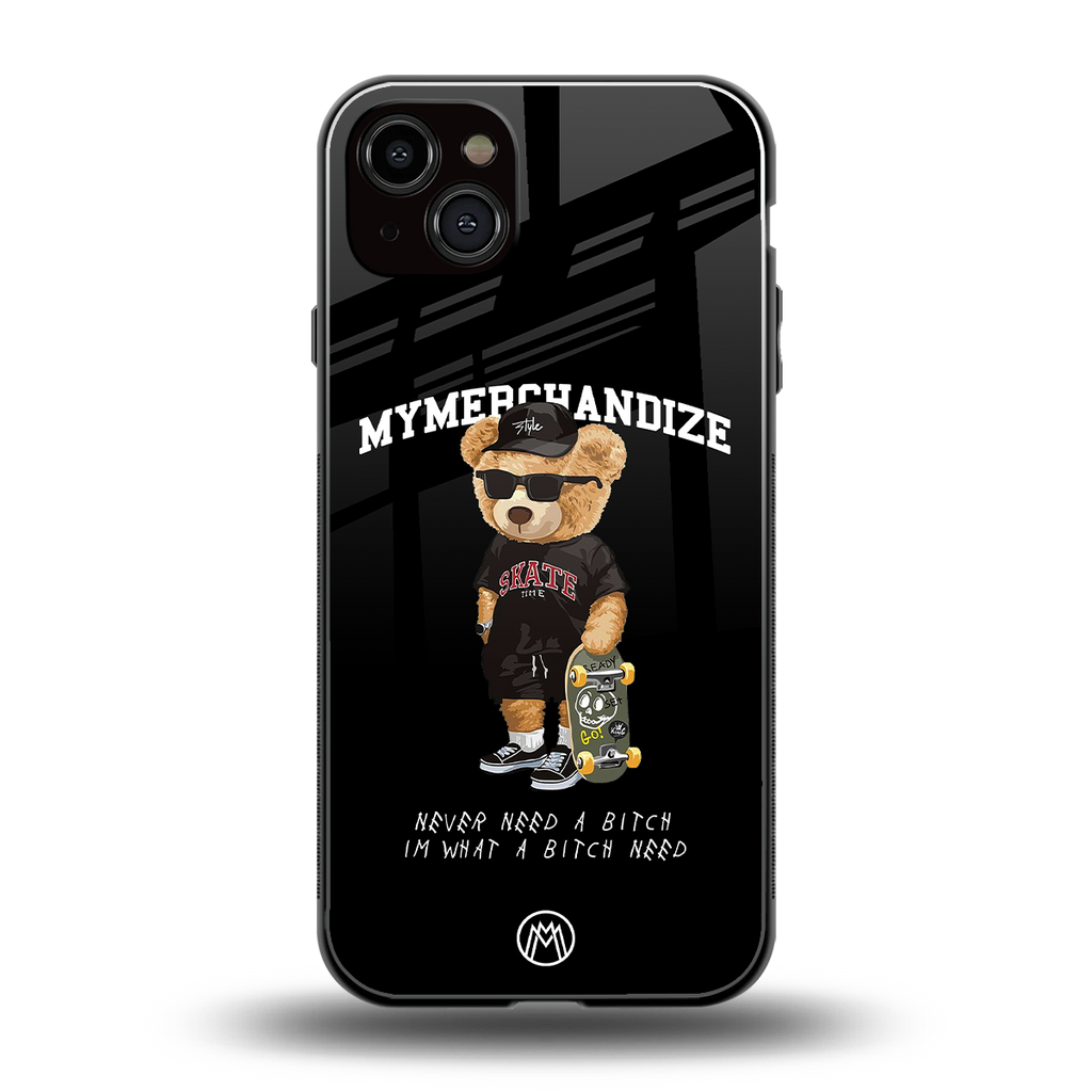 alpha bear back phone cover | glass case for iphone 15 plus