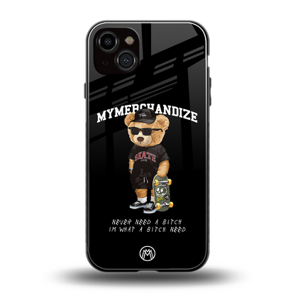 alpha bear back phone cover | glass case for iphone 15 plus