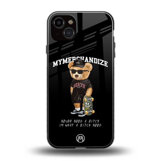alpha bear back phone cover | glass case for iphone 15 plus