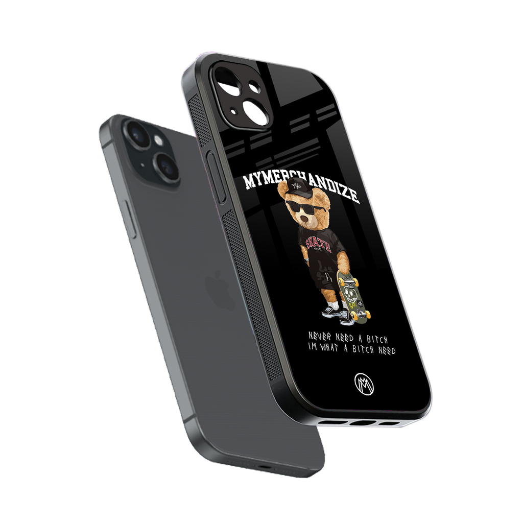 alpha bear back phone cover | glass case for iphone 14 plus