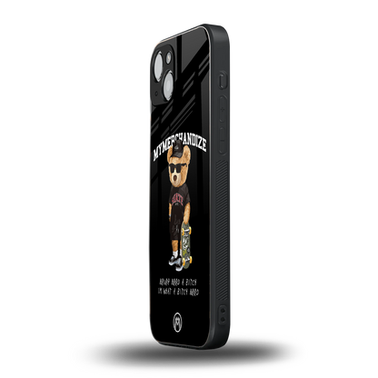 alpha bear back phone cover | glass case for iphone 15 plus