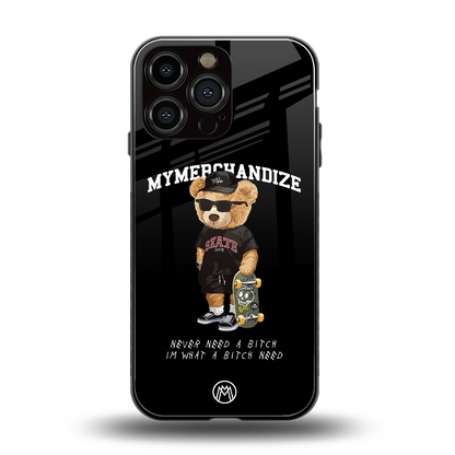 alpha bear back phone cover | glass case for iphone 14 pro max