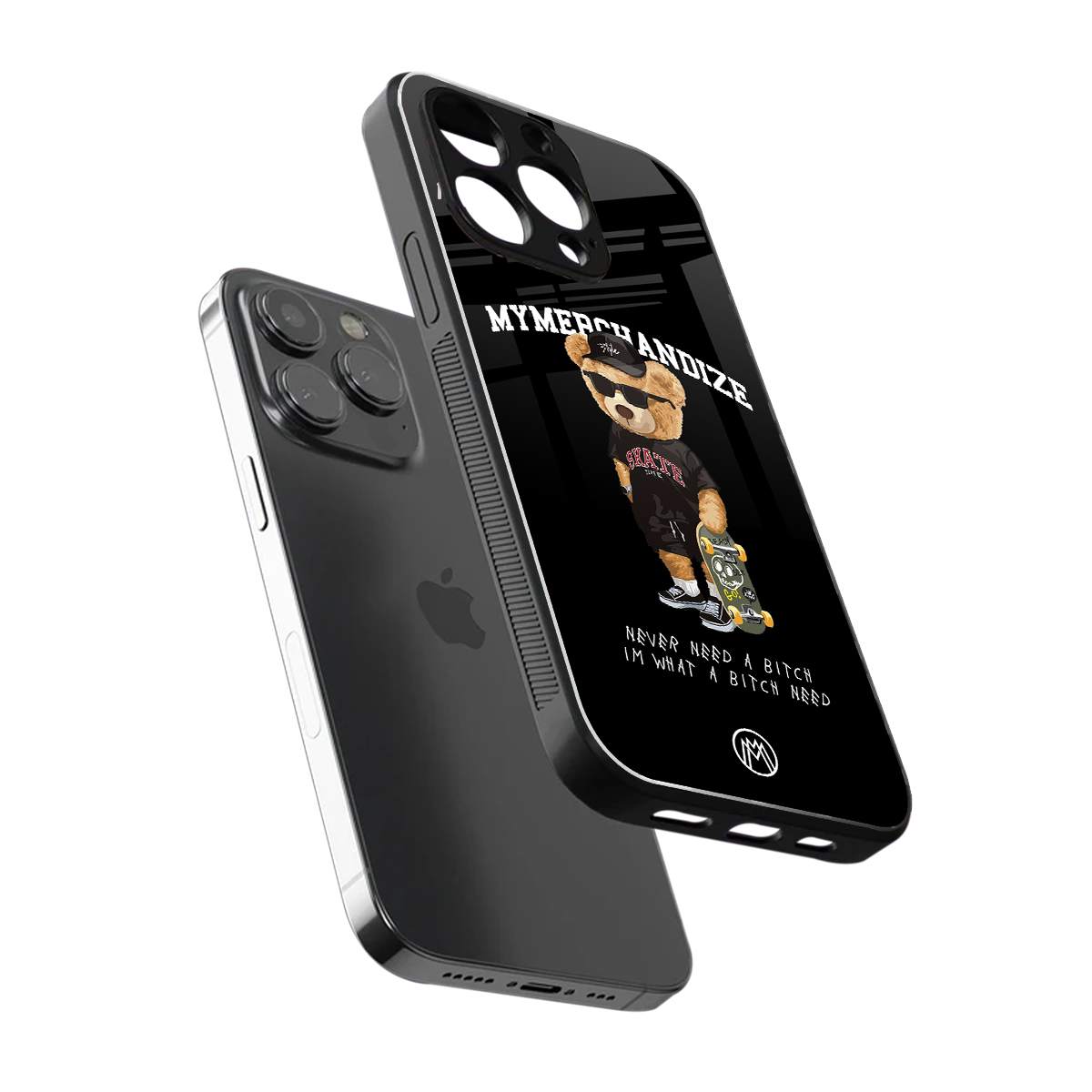 alpha bear back phone cover | glass case for iphone 15 pro max