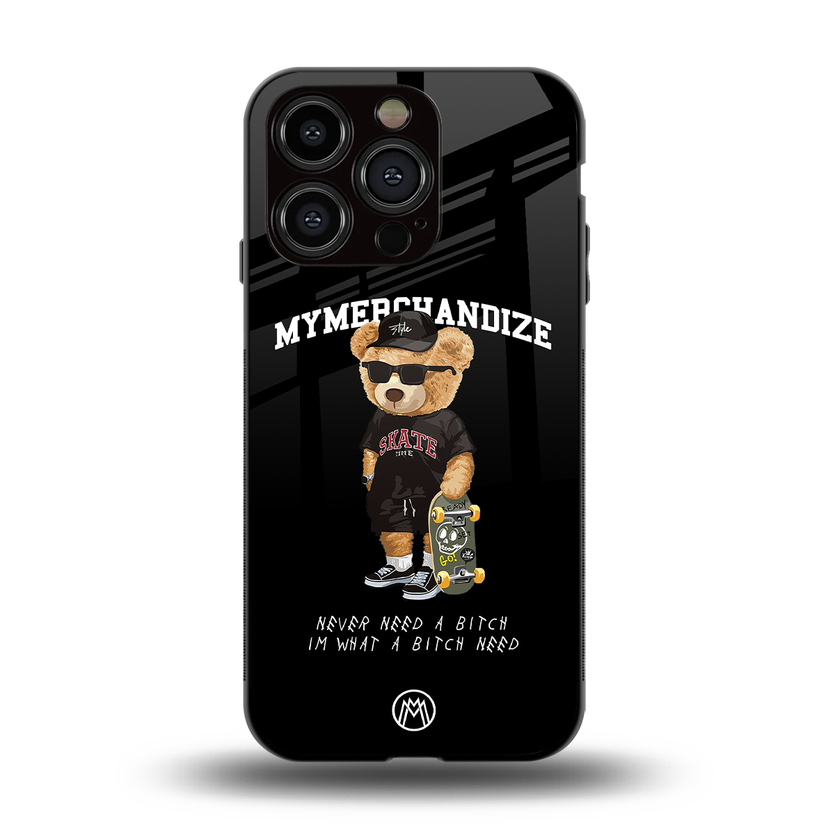 alpha bear back phone cover | glass case for iphone 15 pro