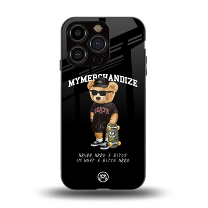 alpha bear back phone cover | glass case for iphone 15 pro