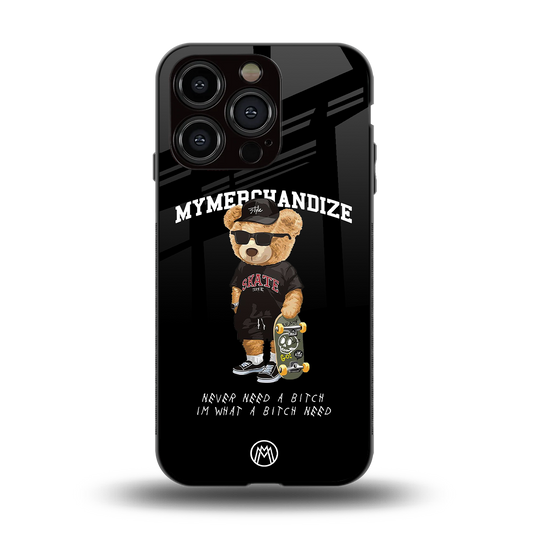 alpha bear back phone cover | glass case for iphone 14 pro