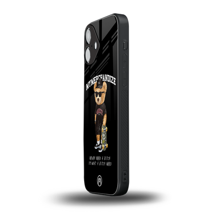 alpha bear back phone cover | glass case for iphone 16 plus