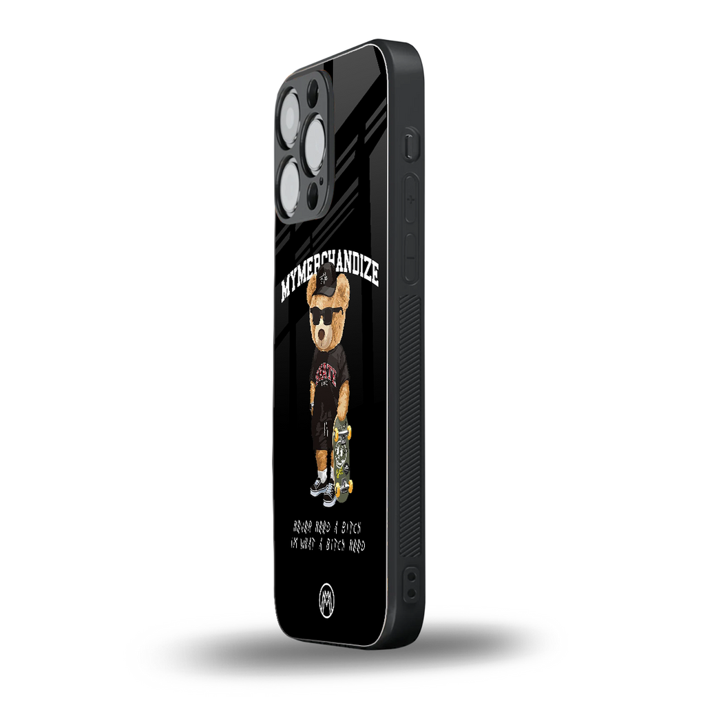 alpha bear back phone cover | glass case for iphone 16 pro max