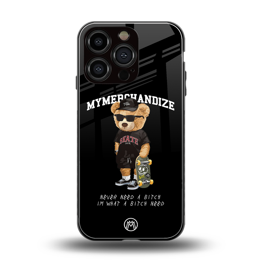 alpha bear back phone cover | glass case for iphone 16 pro