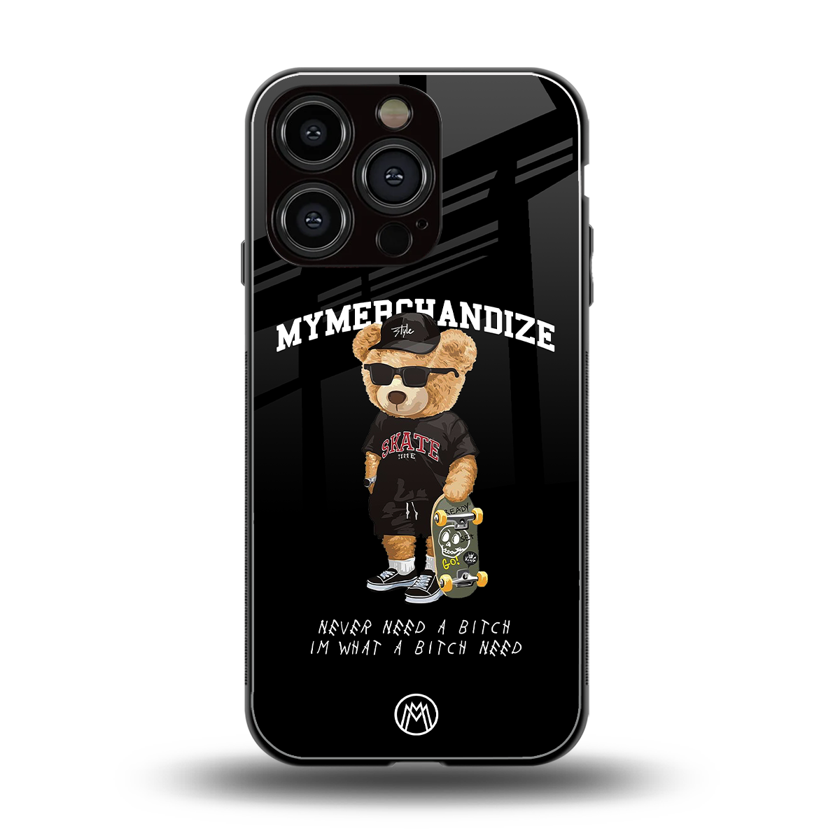 alpha bear back phone cover | glass case for iphone 16 pro