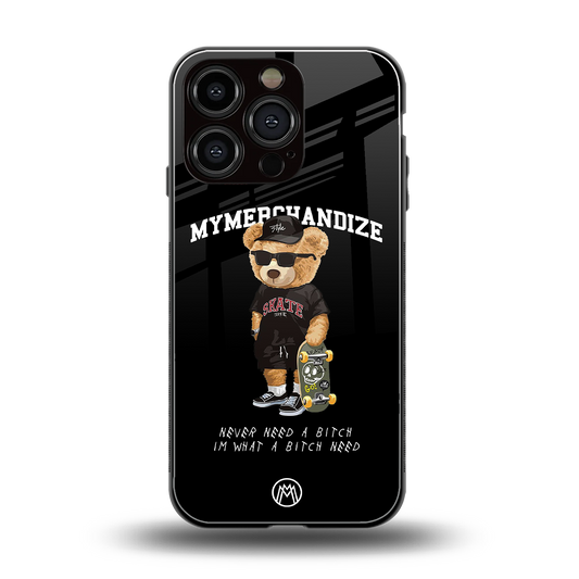 alpha bear back phone cover | glass case for iphone 16 pro