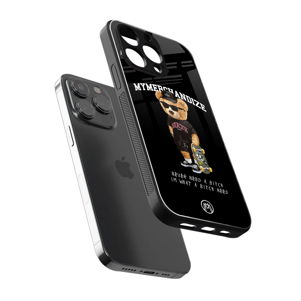 alpha bear back phone cover | glass case for iphone 16 pro